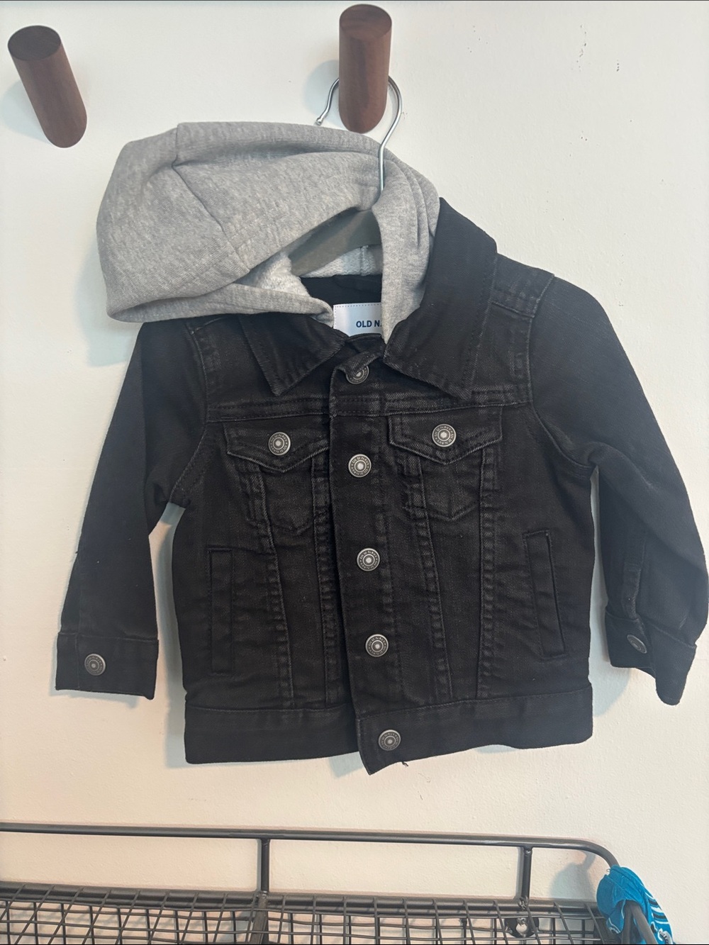 Old Navy Toddler Black Denim Jacket with Gray Hoodie